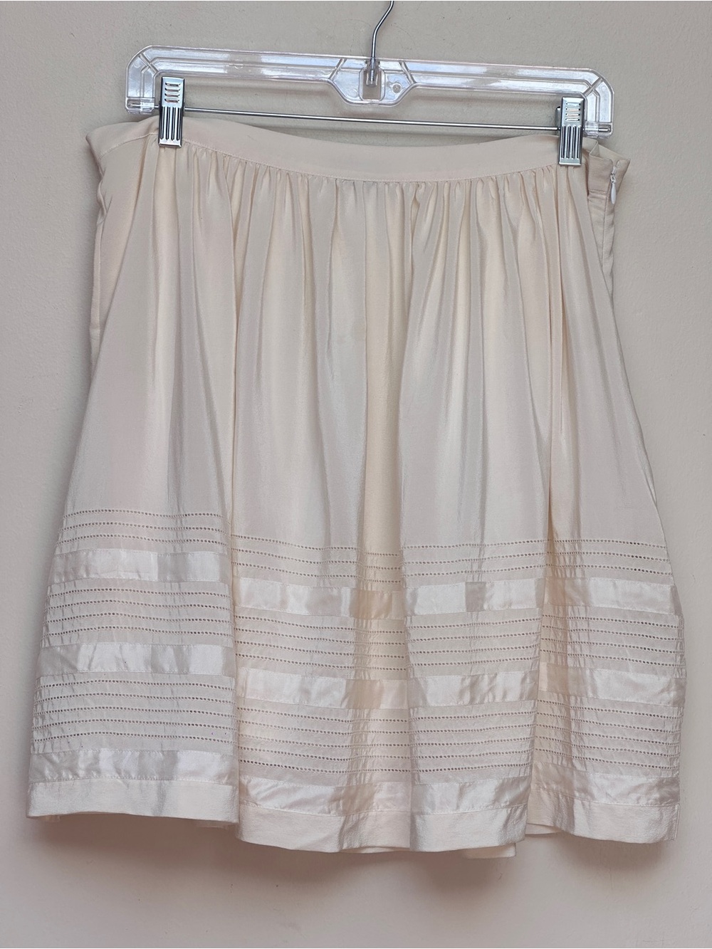 Theory Lilith Silkβ Pleated A Line Skirt Ivory Cream Size 12
